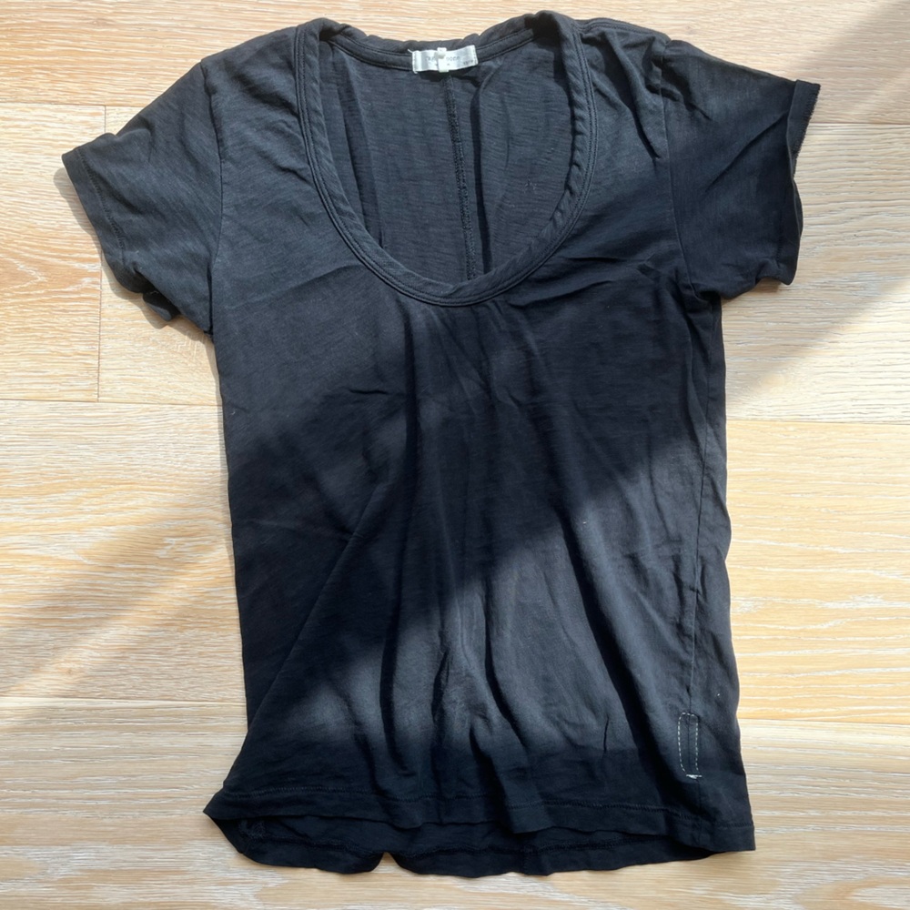 Rag & Bone Black Scoop Neck Cotton Tee Size XS